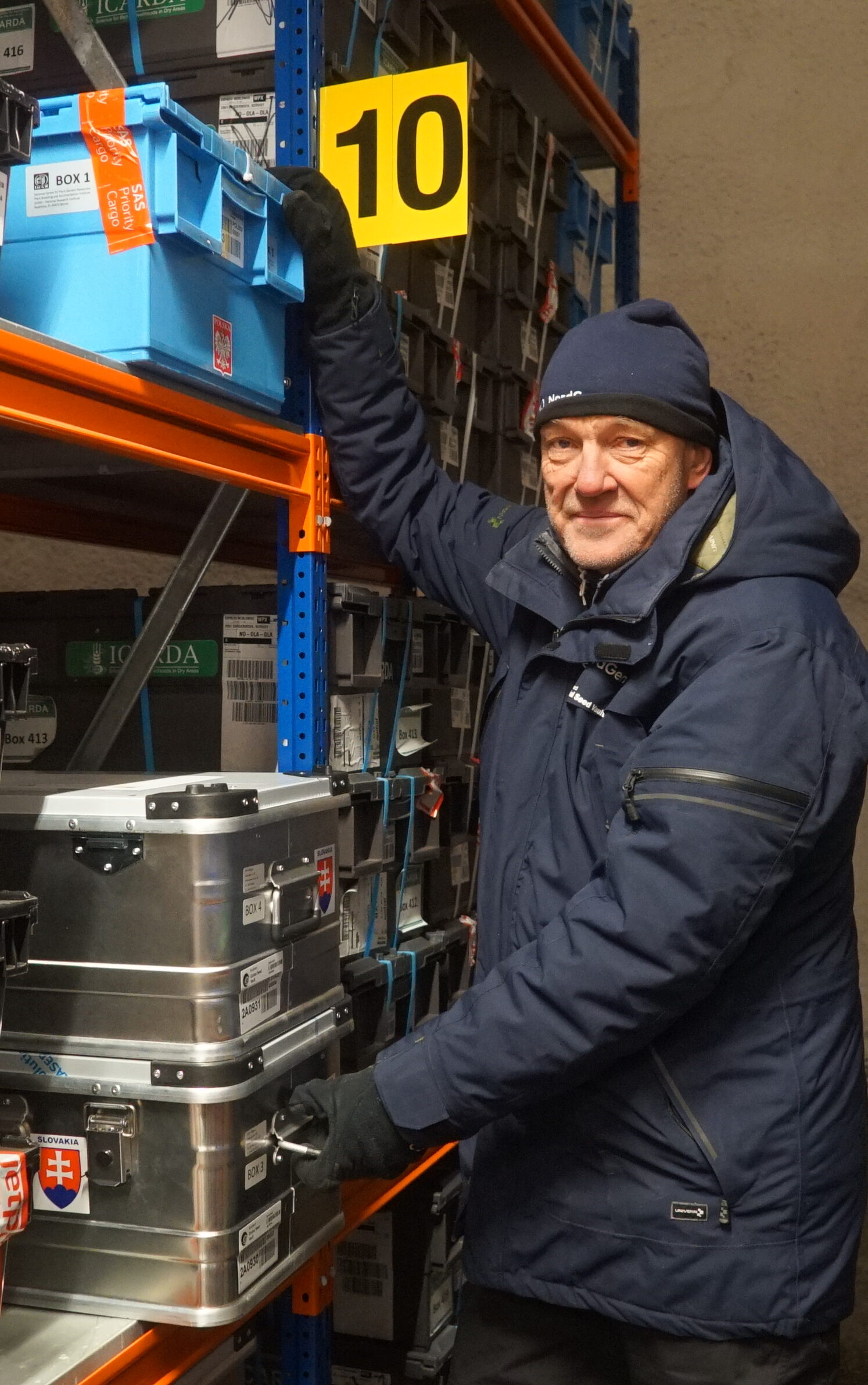 Åsmund Asdal, Seed Vault Coordinator at NordGen after putting the boxes from Poland and Slovakia at the shelves inside the Seed Vault.