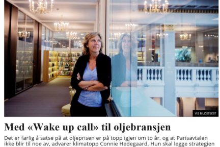 Connie Hedegaard i Dagsavisen 27. august 2016